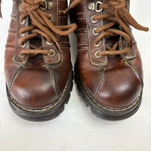GBX Men’s Brown Leather Shoes Chunky Platform Lace-up Vintage 9.5