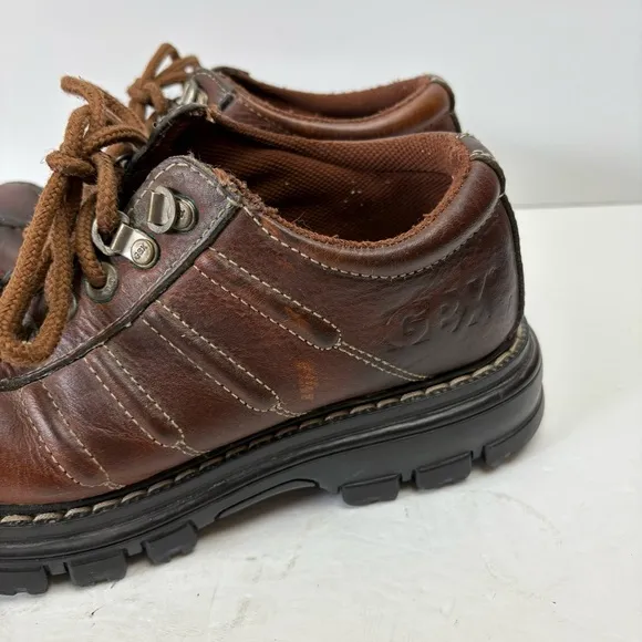 GBX Men’s Brown Leather Shoes Chunky Platform Lace-up Vintage 9.5