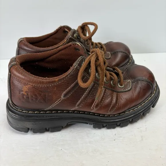 GBX Men’s Brown Leather Shoes Chunky Platform Lace-up Vintage 9.5
