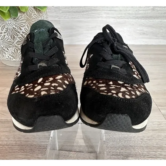 GEOX Respira Shahira Sneakers Teal Glitter/Black Suede/Calf Hair US 5/EUR 35