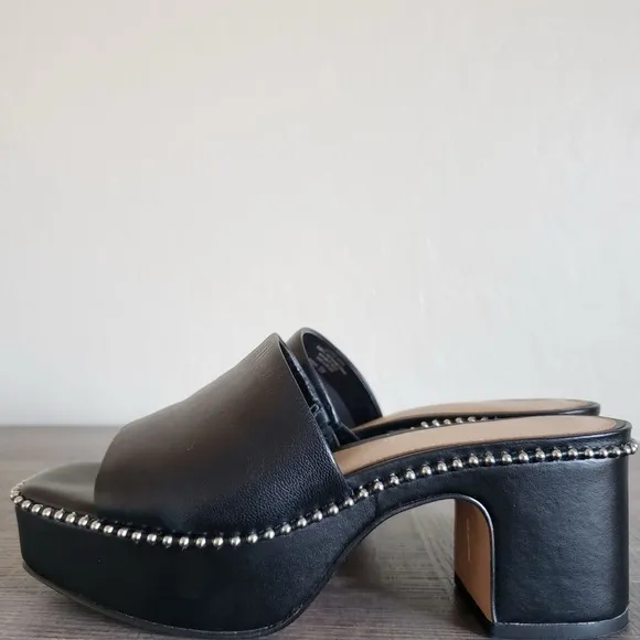 Gianni Bini Roemer Ball Chain Detail Leather Square Toe Platform Sandals