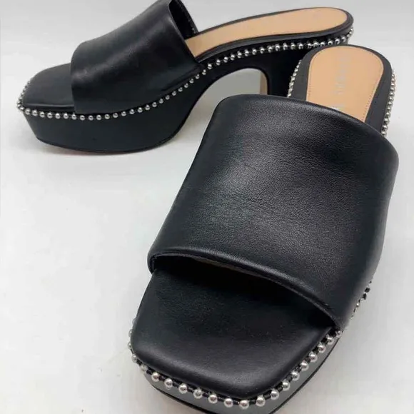 Gianni Bini Roemer Ball Chain Detail Leather Square Toe Platform Sandals