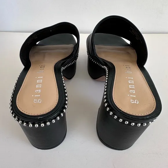 Gianni Bini Roemer Ball Chain Detail Leather Square Toe Platform Sandals