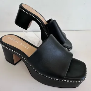Gianni Bini Roemer Ball Chain Detail Leather Square Toe Platform Sandals
