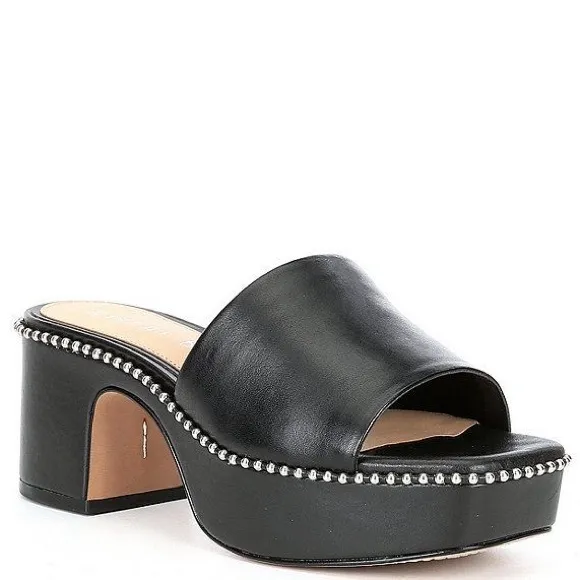 Gianni Bini Roemer Ball Chain Detail Leather Square Toe Platform Sandals