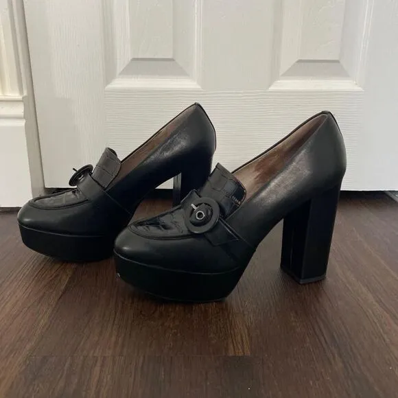 Gianni Bini Whimsygoth Grunge Corporate Chunky Platform Leather Loafers WMN 8.5
