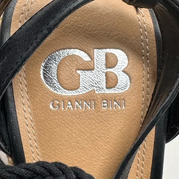 Gianni Bini Women’s Black Macrame Crochet Platform Wedge Sandals