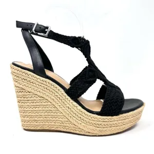 Gianni Bini Women’s Black Macrame Crochet Platform Wedge Sandals