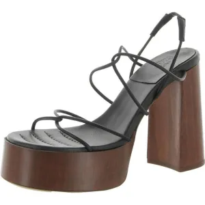 GIA/RHW Womens Rosie 28 Black Leather Strappy Platform Sandals Shoes NWOB