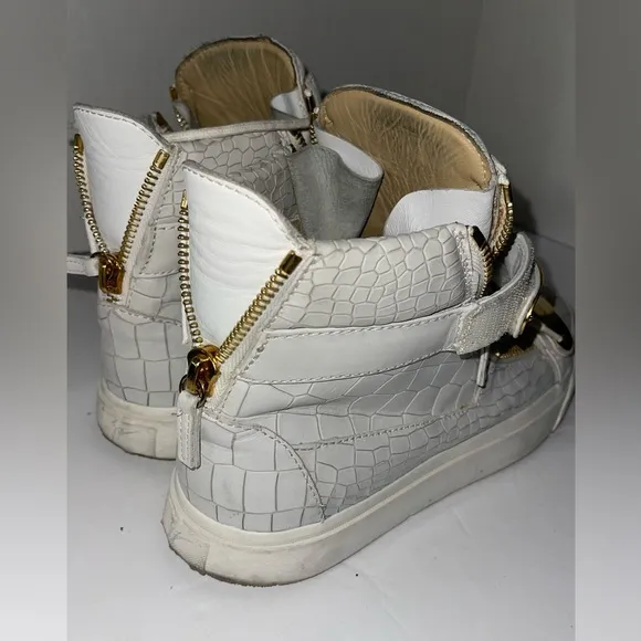 Giuseppe men’s croc embossed Gold and White High-Top Sneakers size 10