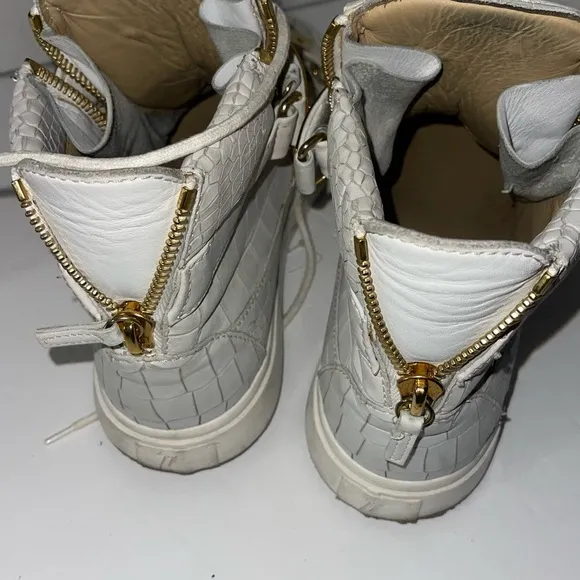 Giuseppe men’s croc embossed Gold and White High-Top Sneakers size 10