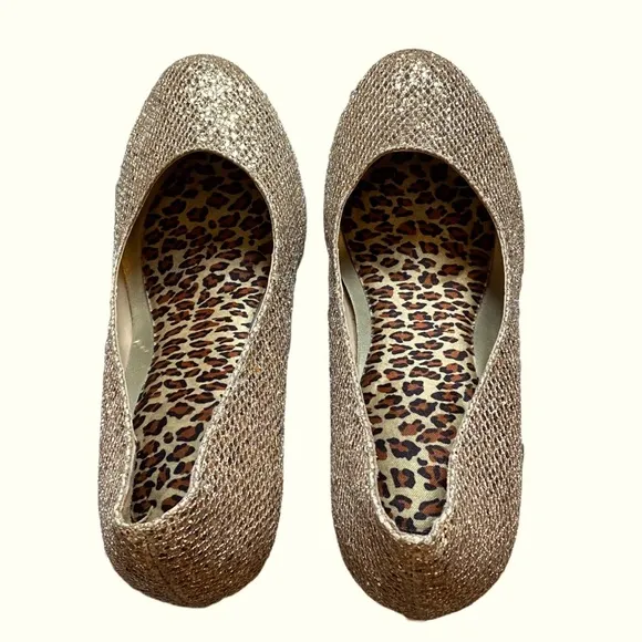 Gold Glitter Sparkly High Heeled Platform Pumps CD size 9M