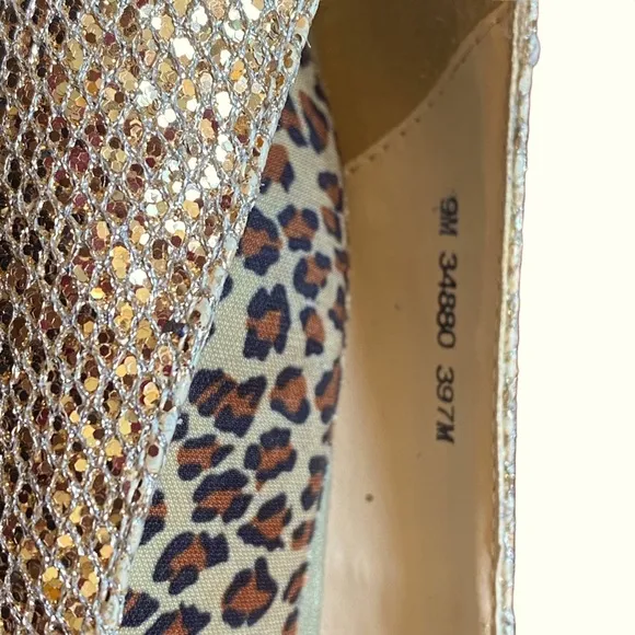 Gold Glitter Sparkly High Heeled Platform Pumps CD size 9M