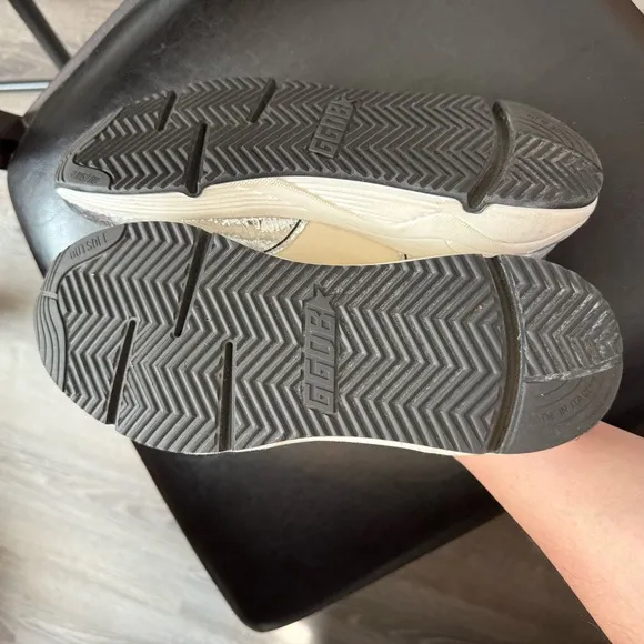Golden Goose White and Silver Running Sneakers