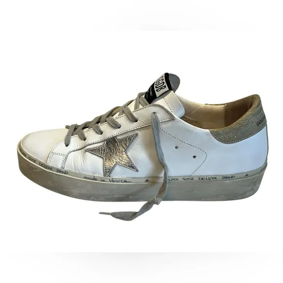 Golden Goose White gold hi star Women's Sneakers worn once s 41 limited edition