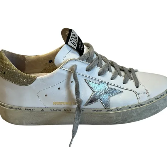Golden Goose White gold hi star Women's Sneakers worn once s 41 limited edition