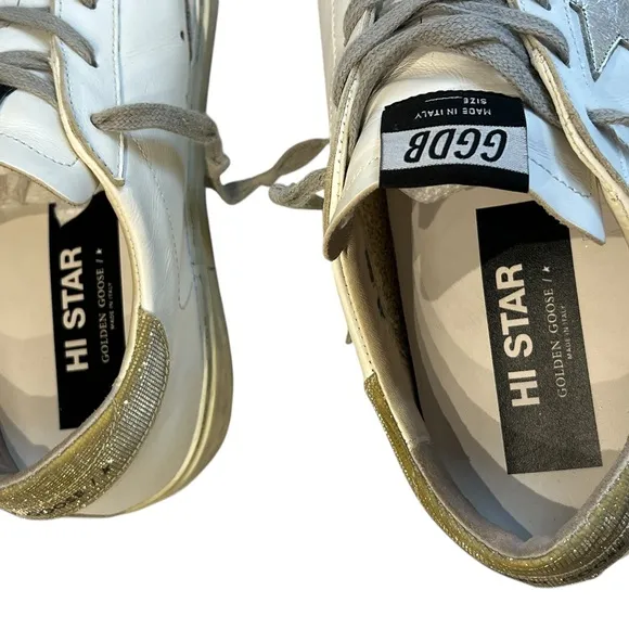 Golden Goose White gold hi star Women's Sneakers worn once s 41 limited edition