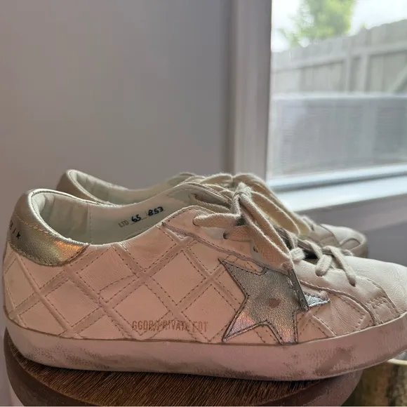 Golden Goose Women's Cream and Silver Sneakers