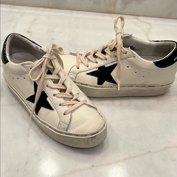 Golden Goose Women's White and Black Sneakers