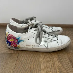 Golden Goose Women's White Sneakers with Floral Design
