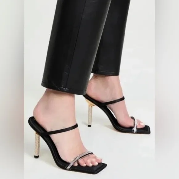 Good American Black and Gold Women's Heels size 12 chic girly party