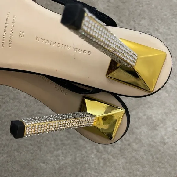 Good American Black and Gold Women's Heels size 12 chic girly party