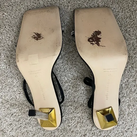Good American Black and Gold Women's Heels size 12 chic girly party