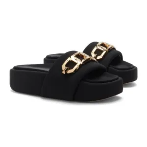 Good American Gold Chain Platform Slide Sandals Size 8 NEW w/o Box Retail $169