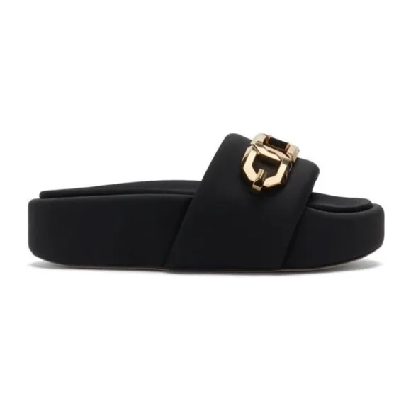 Good American Gold Chain Platform Slide Sandals Size 8 NEW w/o Box Retail $169