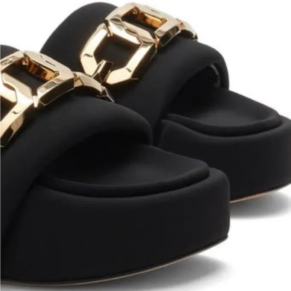 Good American Gold Chain Platform Slide Sandals Size 8 NEW w/o Box Retail $169