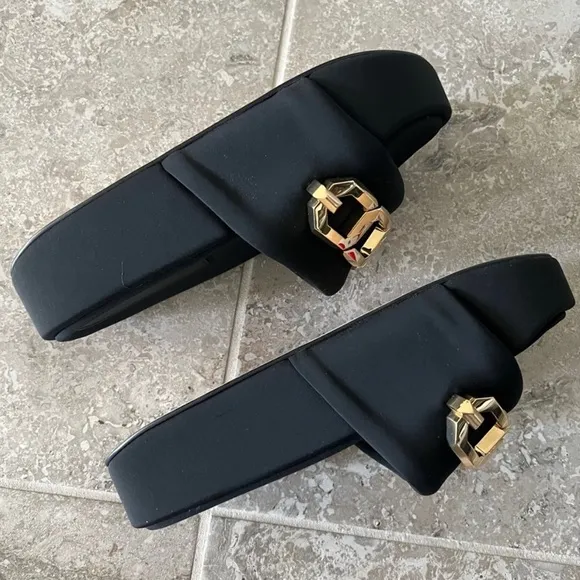 Good American Gold Chain Platform Slide Sandals Size 8 NEW w/o Box Retail $169