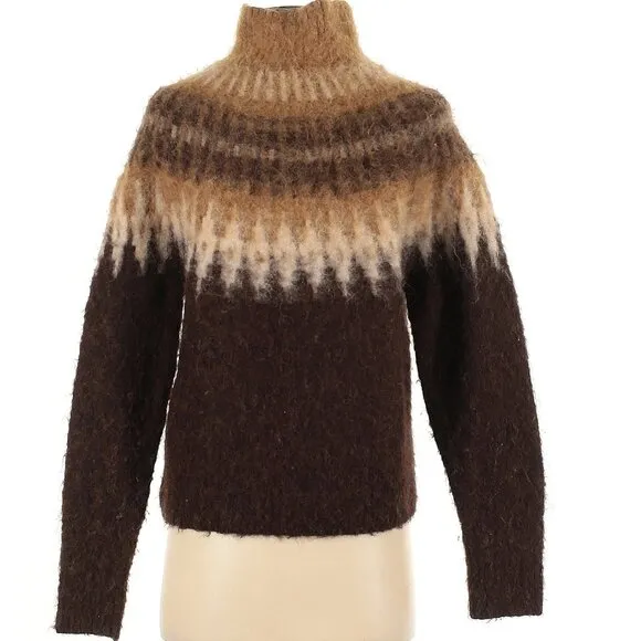 💋GORGEOUS!💋 Banana Republic Alpaca Fair Isle Mockneck Sweater in Burnt Umber