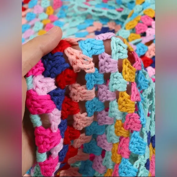 💥Gorgeous Colorful Boho Long Hand Crocheted Fringe Cardigan
