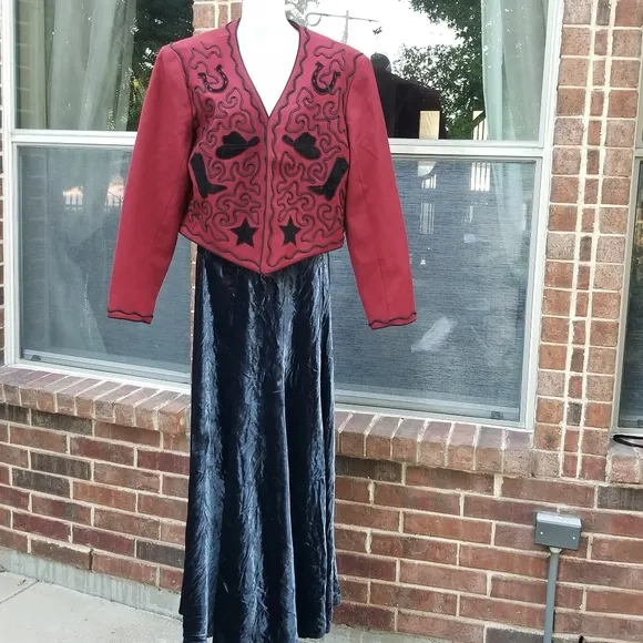 Gorgeous Vintage Double D Ranch Western cowgirl goth Crushed Velvet skirt