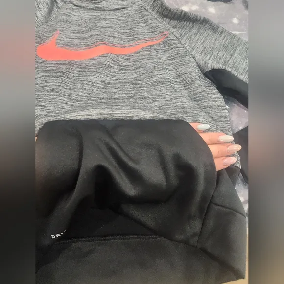 Gray and Black Hoodie with Pink Logo