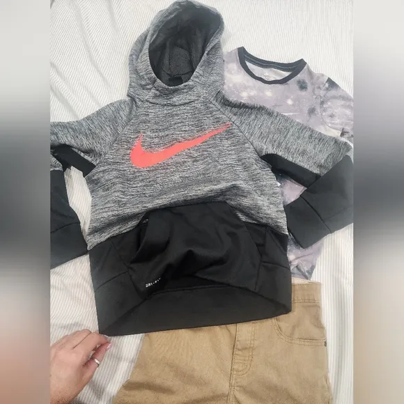 Gray and Black Hoodie with Pink Logo