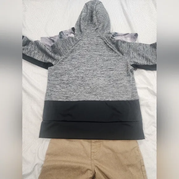 Gray and Black Hoodie with Pink Logo