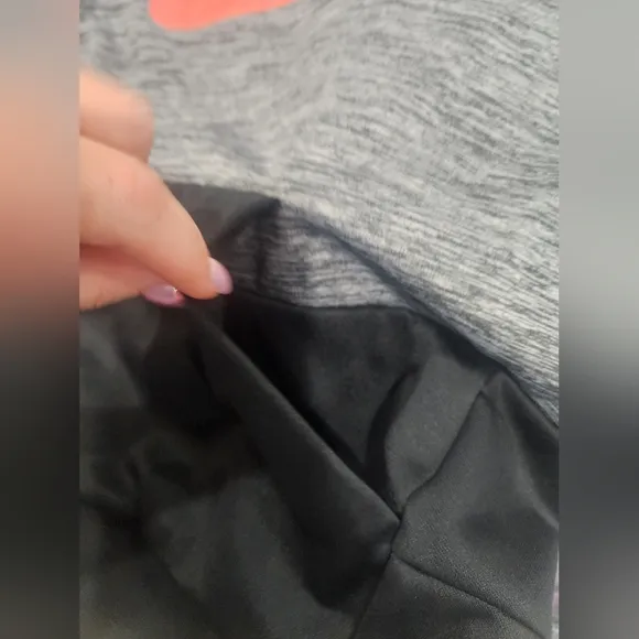 Gray and Black Hoodie with Pink Logo