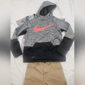Gray and Black Hoodie with Pink Logo