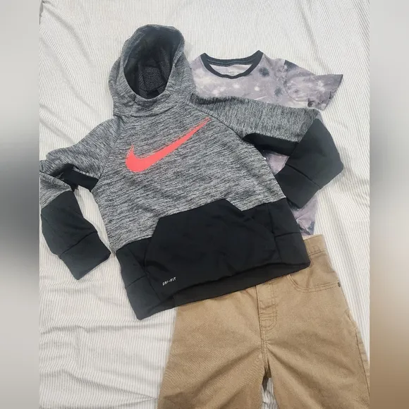 Gray and Black Hoodie with Pink Logo