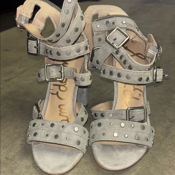 Gray Studded Women's Sandals