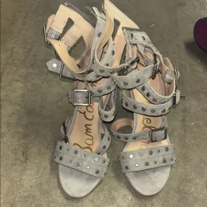 Gray Studded Women's Sandals