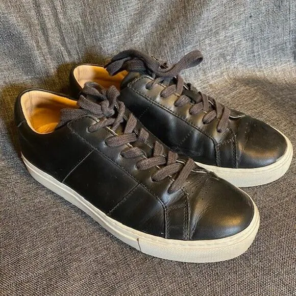 Greats Womens Size 8 Brooklyn Royale Shoes Sneakers Black Leather Lace Up