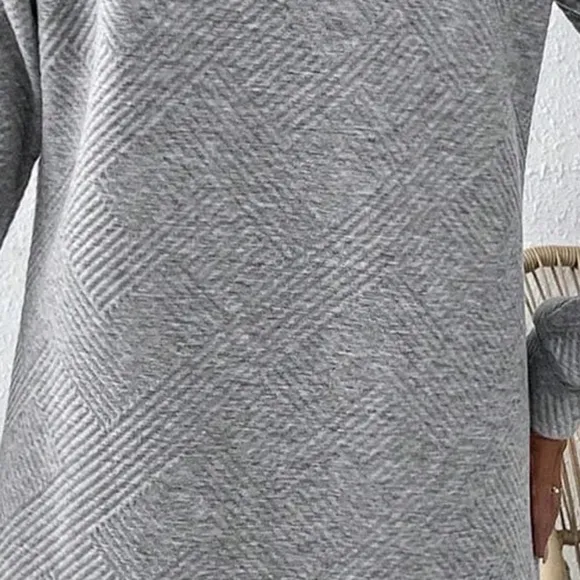 Grey Round Neck Textured Mini Dress
