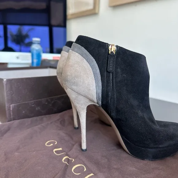 Gucci Black and Tan Women's Ankle Boots