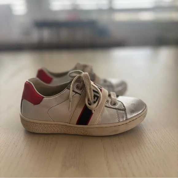 Gucci Kids Silver Sneakers