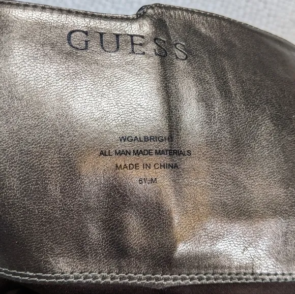 Guess GW Albright Bronze Knee-High Platform Patent Leather Heeled Boots Size 6.5