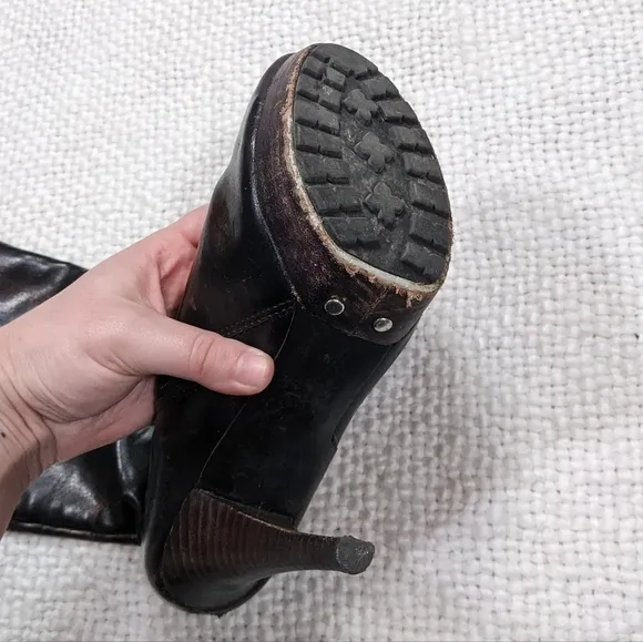 Guess GW Albright Bronze Knee-High Platform Patent Leather Heeled Boots Size 6.5