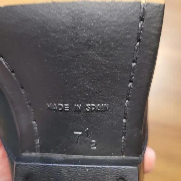 GUESS Vintage Western Booties Low Cut Boots Black Leather Made in Spain 7.5