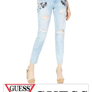 Guess Womens’s Marilyn 3 zip embellished skinny jeans.